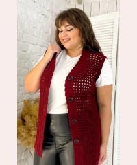 Модний в'язаний жилет сітка Бордо