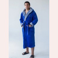 Мужской халат с капюшоном King-электрик
