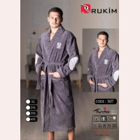 Мужской натуральный халат без капюшона 