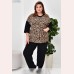 Жіночий костюм-двійка великих розмірів з леопардовими вставками
