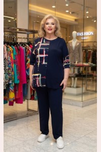 Женский брючный костюм большого размера из трикотажа масло