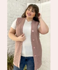 Модний трикотажний жилет сітка Пудра