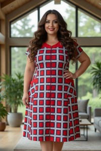 Летний женский халат в клетку