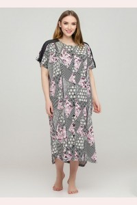 Літній халат великого розміру на ґудзиках