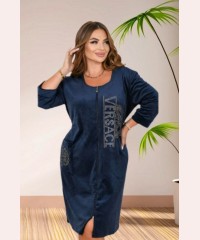 Модный велюровый халат на молнии