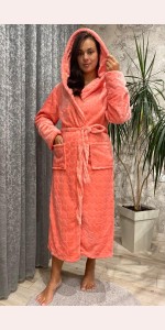 Халат жіночий махровий сердечками корал Халат жіночий махровий сердечками корал