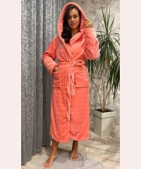 Халат жіночий махровий сердечками корал