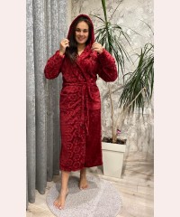 Халат жіночий полірована махра бордовий