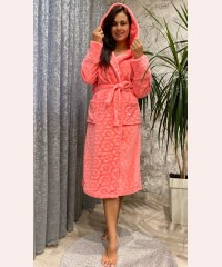 Халат жіночий полірована махра корал