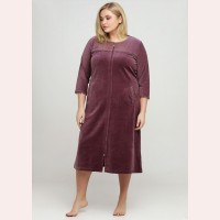 Однотонный велюровый халат большой
