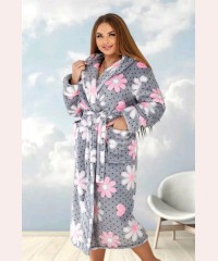 Женский махровый халат с капюшоном