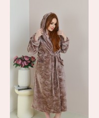 Махровий жіночий халат з сердечками