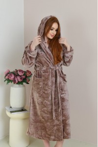 Махровий жіночий халат з сердечками