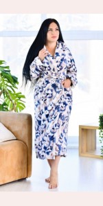 Довгий махровий халат з квітами