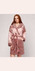 Махровый короткий женский халат с оленями