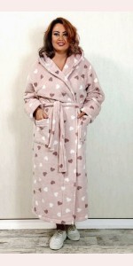 Махровий жіночий халат з сердечками