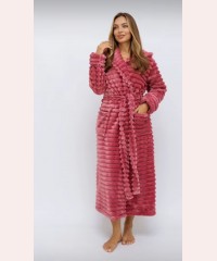 Жіночий махровий теплий халат Шарпей-фуксія