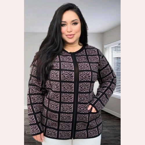 Кардиган женский на молнии коричневый Кардиган женский на молнии коричневый