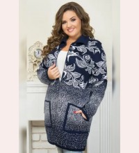 Вязаный кардиган большого размера "Цветы"