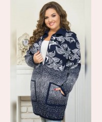 Вязаный кардиган большого размера "Цветы"
