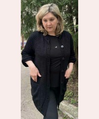 Модный черный кардиган разлетайка большой