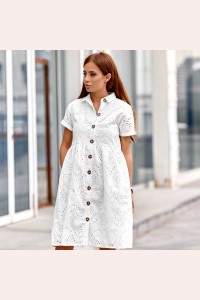 Платье из прошвы на пуговицах 3055-0
