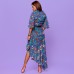 Асимметричное платье в цветах с поясом 58013