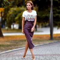 Модная кожаная юбка 11006